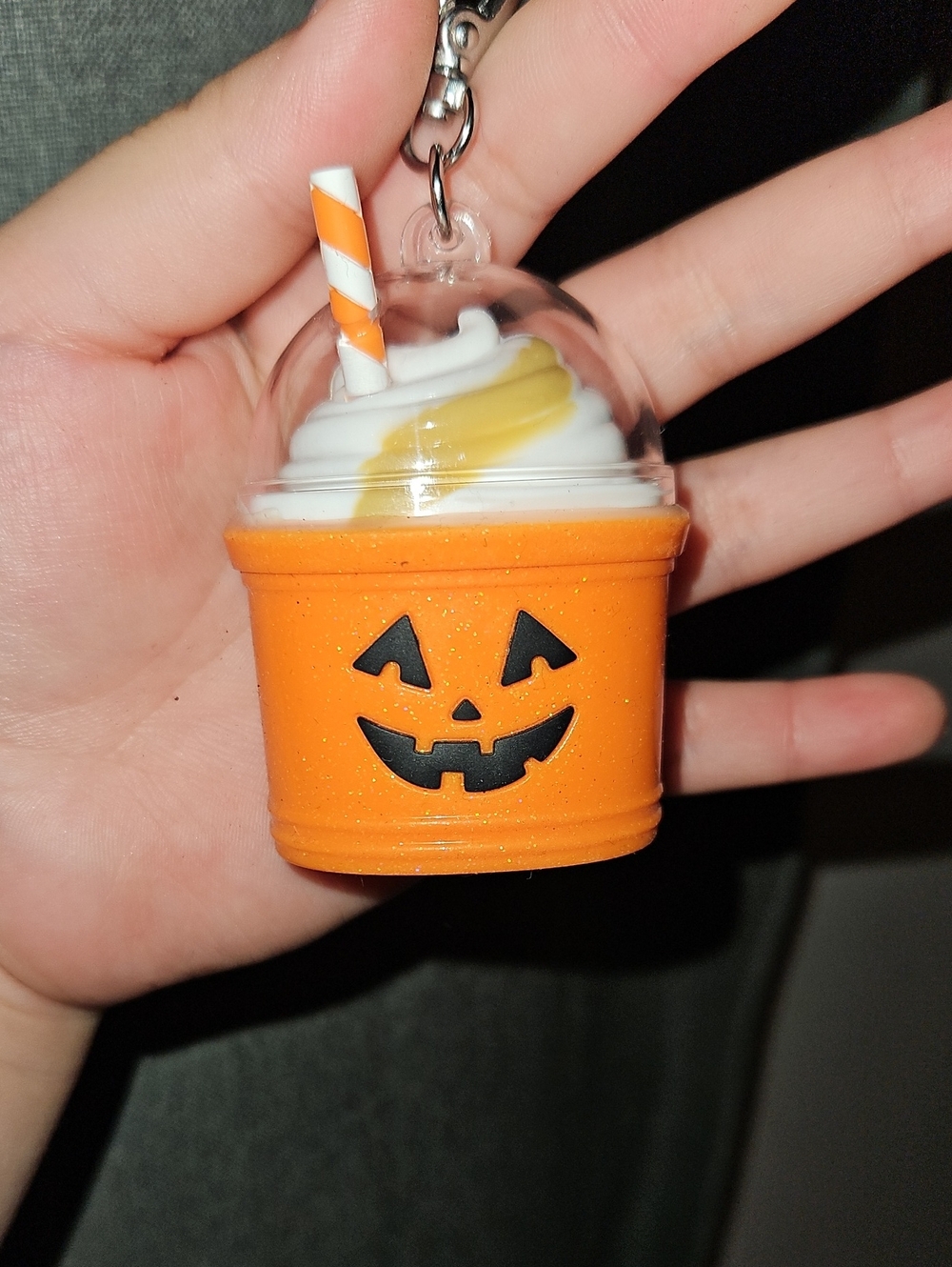 Halloween Pumpkin Cup PocketBack Keychain - Orange